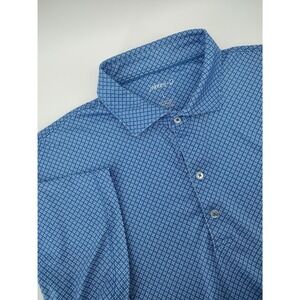 johnnie-O Polo Shirt Mens Large Blue Excellent Geometric Floral Golf UPF 50